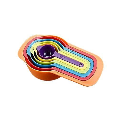 Measuring Cup and Spoon Set - Stackable Colorful Plastic for Kitchen Baking tools (6pcs Random Color)