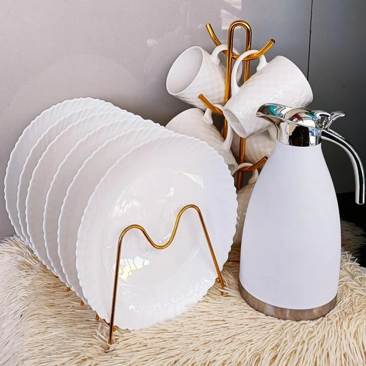 13 Piece Dinner Set | 6 Dinner Plates, 6 Cups, and 2L Unbreakable Flask