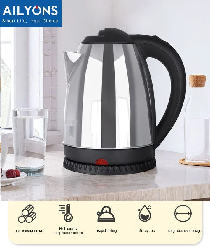 AILYONS FK-0301 Stainless Steel 1.8L Electric Kettle-Black