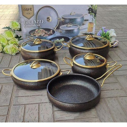 9pcs Granite Classy Cookware Set-AMBER RAY COOKING POTS