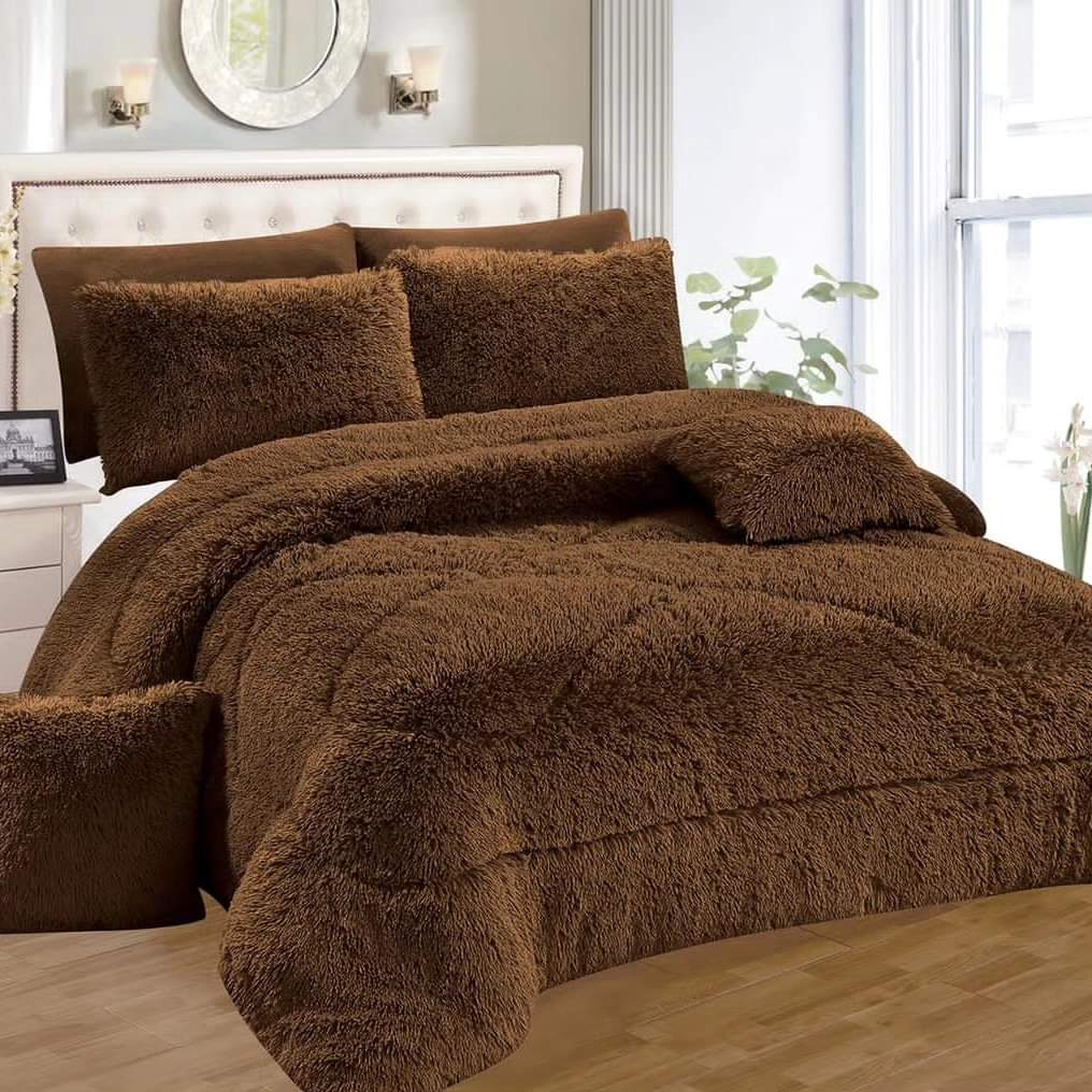 6pc Luxury Velvet Plush Fur Duvet set