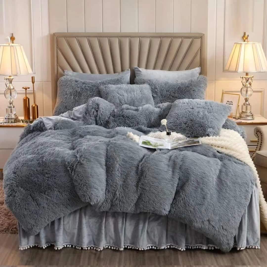 6pc Luxury Velvet Plush Fur Duvet set