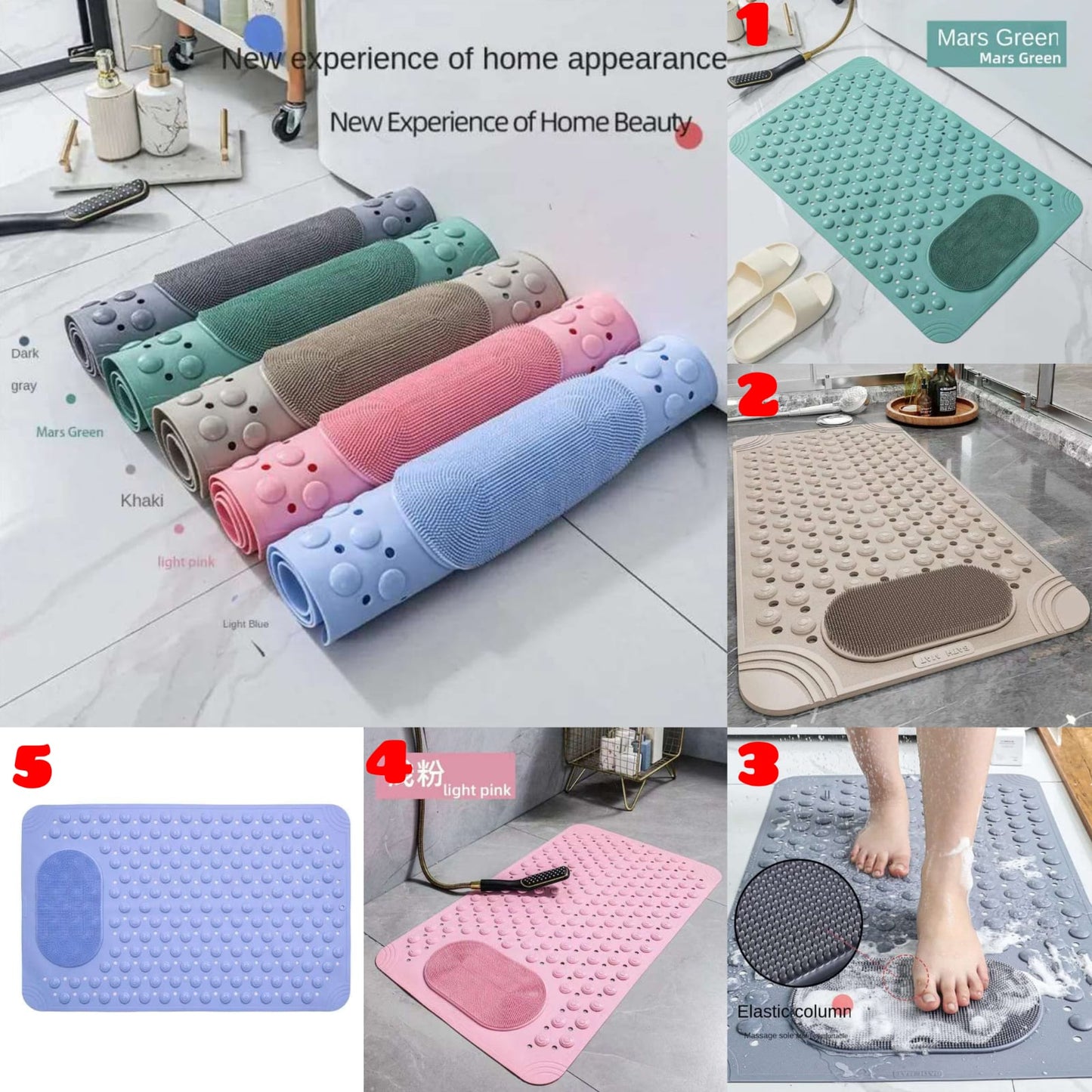 Bathroom Anti Slip Mat With Lazy Scrubber