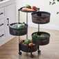 4-Tier Multifunction Metal Round Rotating Trolley Storage Rack Organizer Baskets, Black